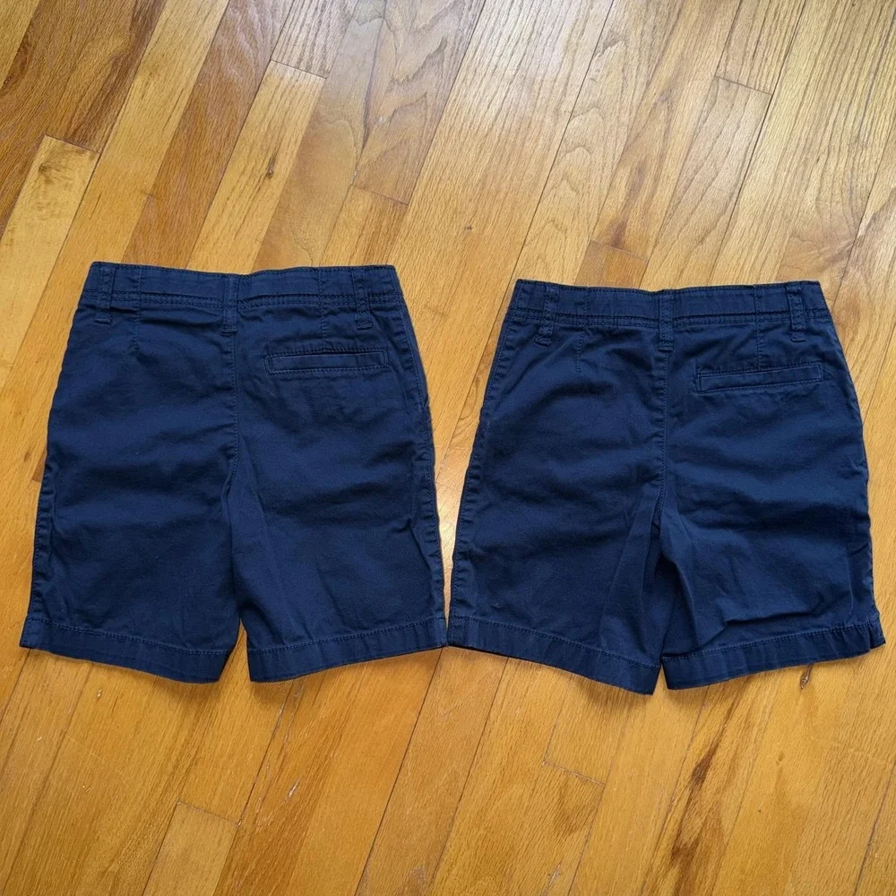 Set Of 2 OshKosh Shorts Boys 6 Navy Blue‎ Chino Twill Adjustable Uniform School